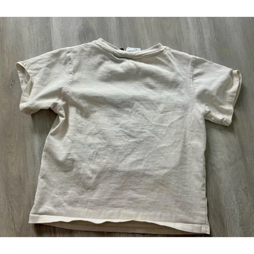Zara T Shirt Girls 8-9 Off White Disney Minnie Mouse Embroidered Sparkle Tee